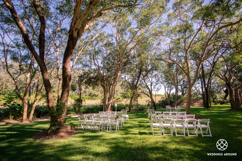 Rustic bush setting wedding ceremony